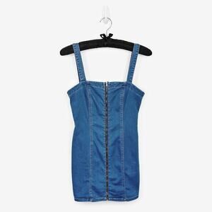 Superdown Katherine Denim Mini Dress Size S Mid Blue Wash Cotton Blend Urban‎